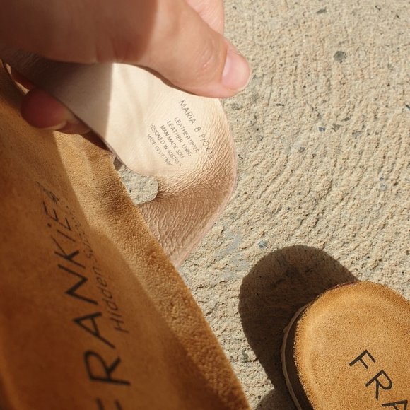 Frankie4 8 Maria Minimalist Comfy Slides Leather shiny Flats Shoes In Rose gold - Picture 12 of 13